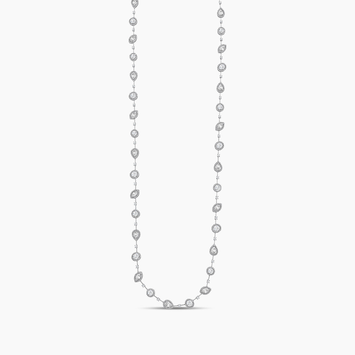18KW 7.724 CTW DIAMOND ROCK NECKLACE (643RD-4.00,10PR-1.03,10OV-0.94,9MQ-0.73,RD1.0)