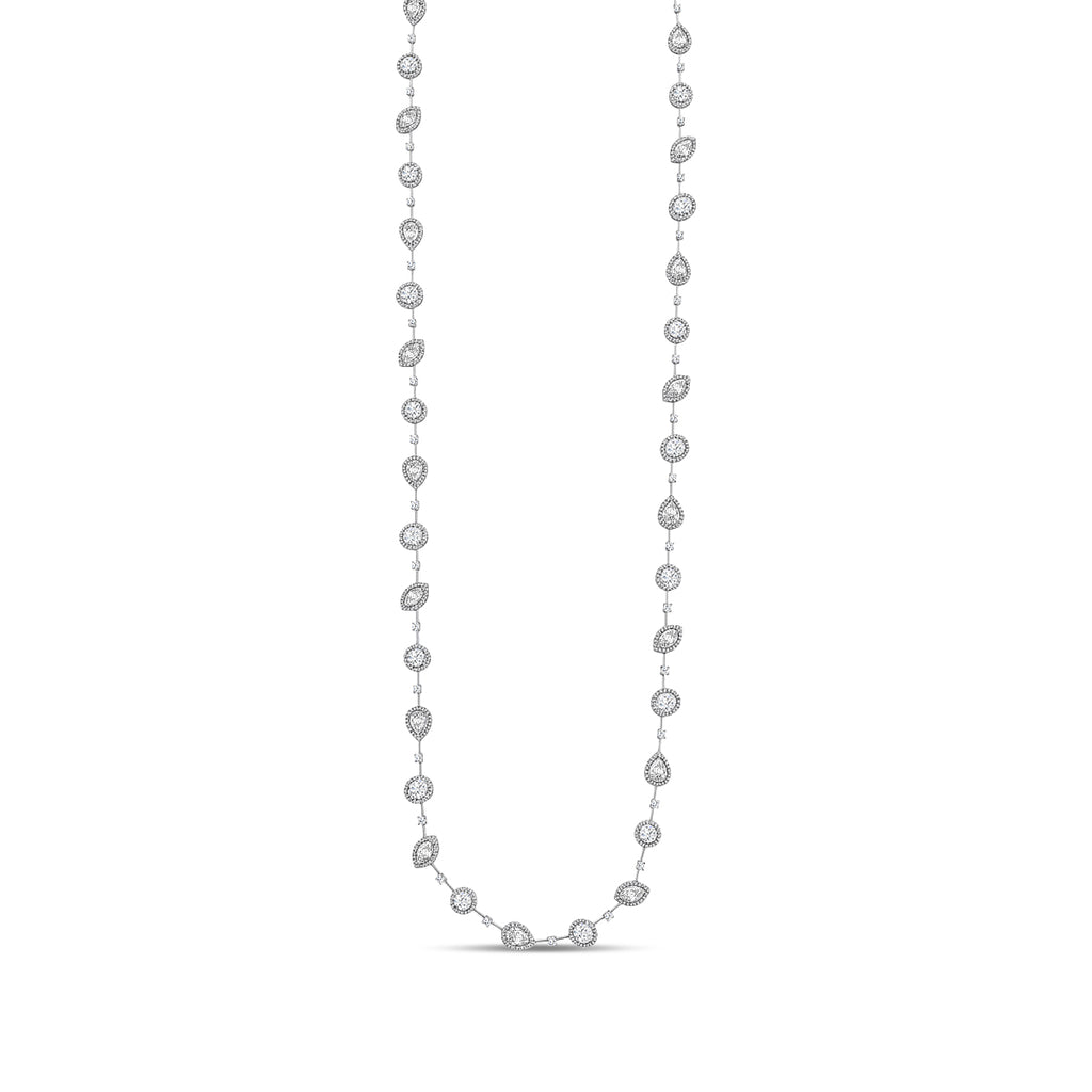 18KW 7.724 CTW DIAMOND ROCK NECKLACE (643RD-4.00,10PR-1.03,10OV-0.94,9MQ-0.73,RD1.0)