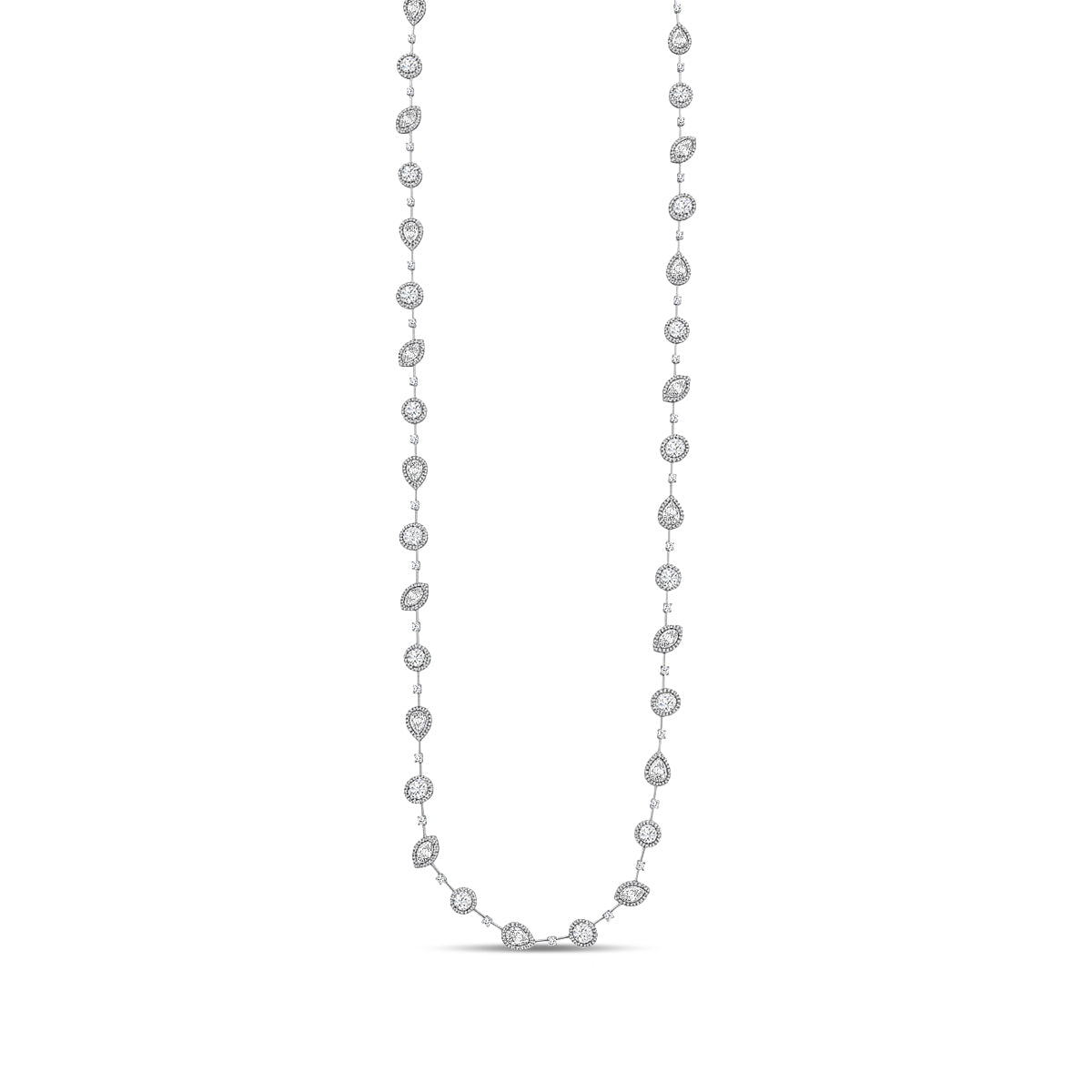 18KW 7.724 CTW DIAMOND ROCK NECKLACE (643RD-4.00,10PR-1.03,10OV-0.94,9MQ-0.73,RD1.0)