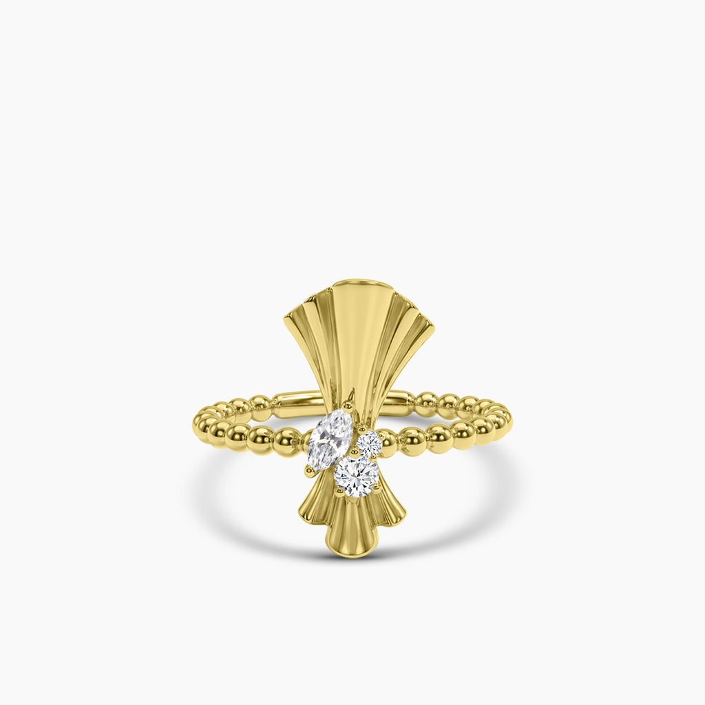 18KY 0.171 CTW DIAMOND BOWIE RING (2RD-0.08,1MQ-0.09)