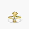 18KY 0.171 CTW DIAMOND BOWIE RING (2RD-0.08,1MQ-0.09)