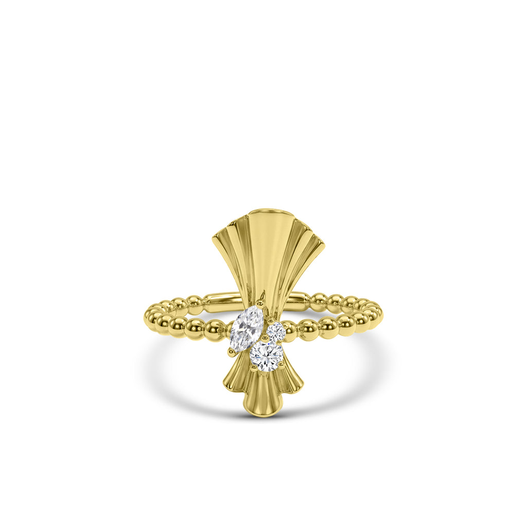 18KY 0.171 CTW DIAMOND BOWIE RING (2RD-0.08,1MQ-0.09)