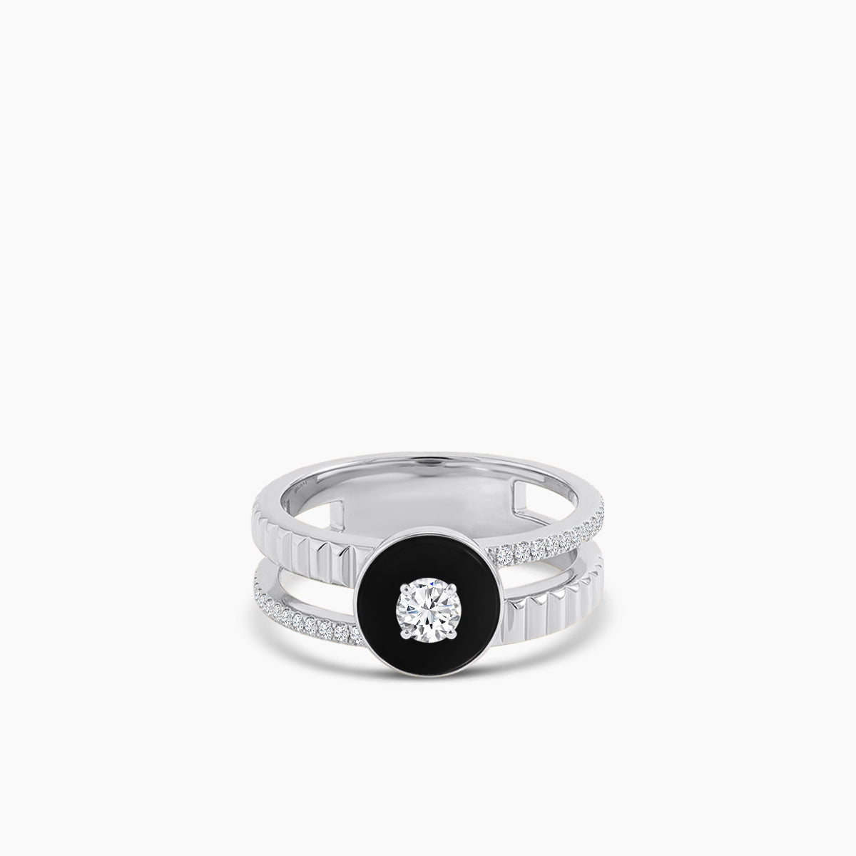 18KW 0.13 CTW DIAMOND COCO RING WITH BLACK ONYX