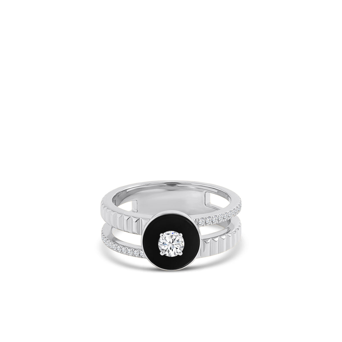 18KW 0.13 CTW DIAMOND COCO RING WITH BLACK ONYX