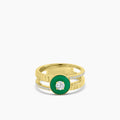 18KY 0.227 CTW DIAMOND COCO RING WITH GREEN AGATE (48RD-0.11,1RD-0.132,1GA-0.84)