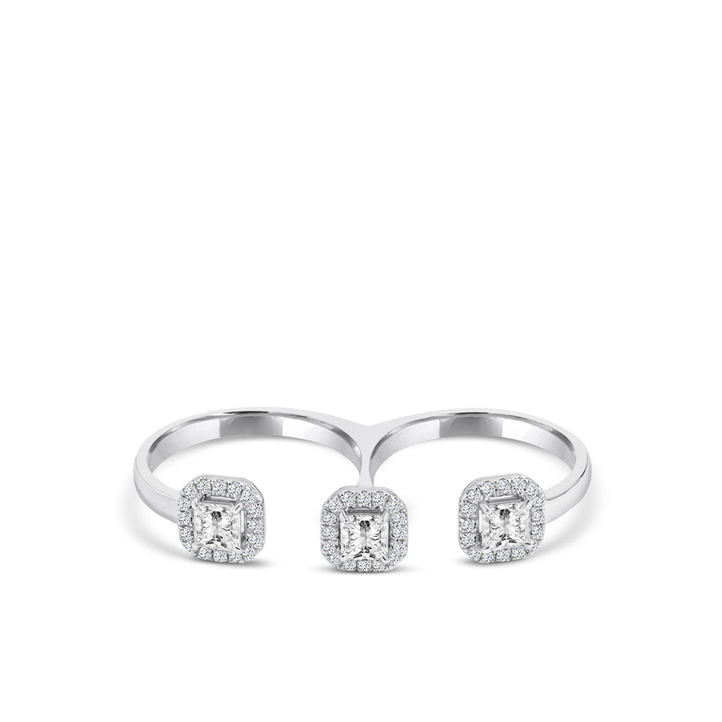 18KW 0.793 CTW DIAMOND ROCK RING (48RD-0.20,3AC-0.59)