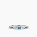 10KW 0.14 Ctw Marquise and Dot Diamond Band with Alt Blue Topaz