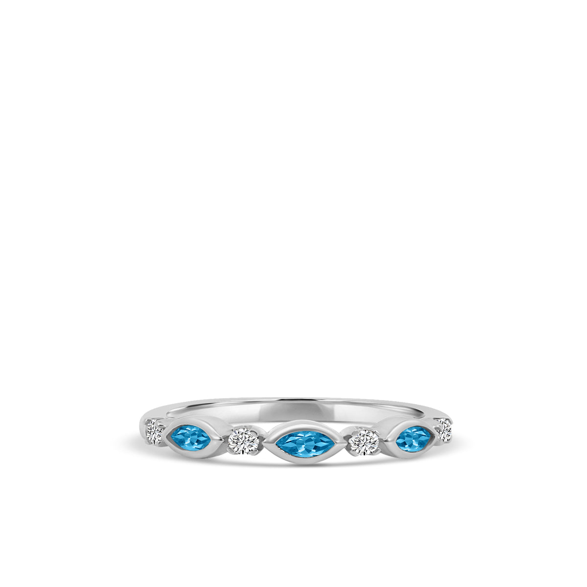 10KW 0.14 Ctw Marquise and Dot Diamond Band with Alt London Blue Topaz