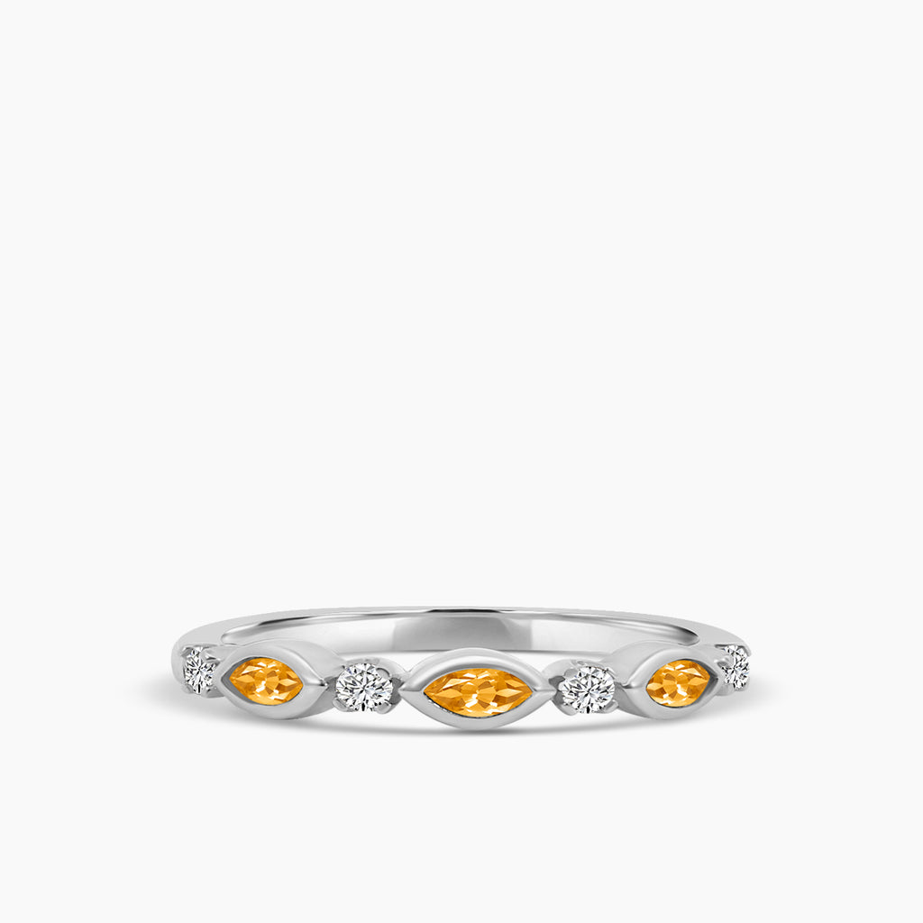 0.14 Ctw Marquise and Dot Diamond Band with Alt Citrine