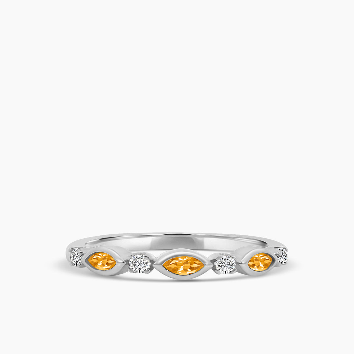 0.14 Ctw Marquise and Dot Diamond Band with Alt Citrine