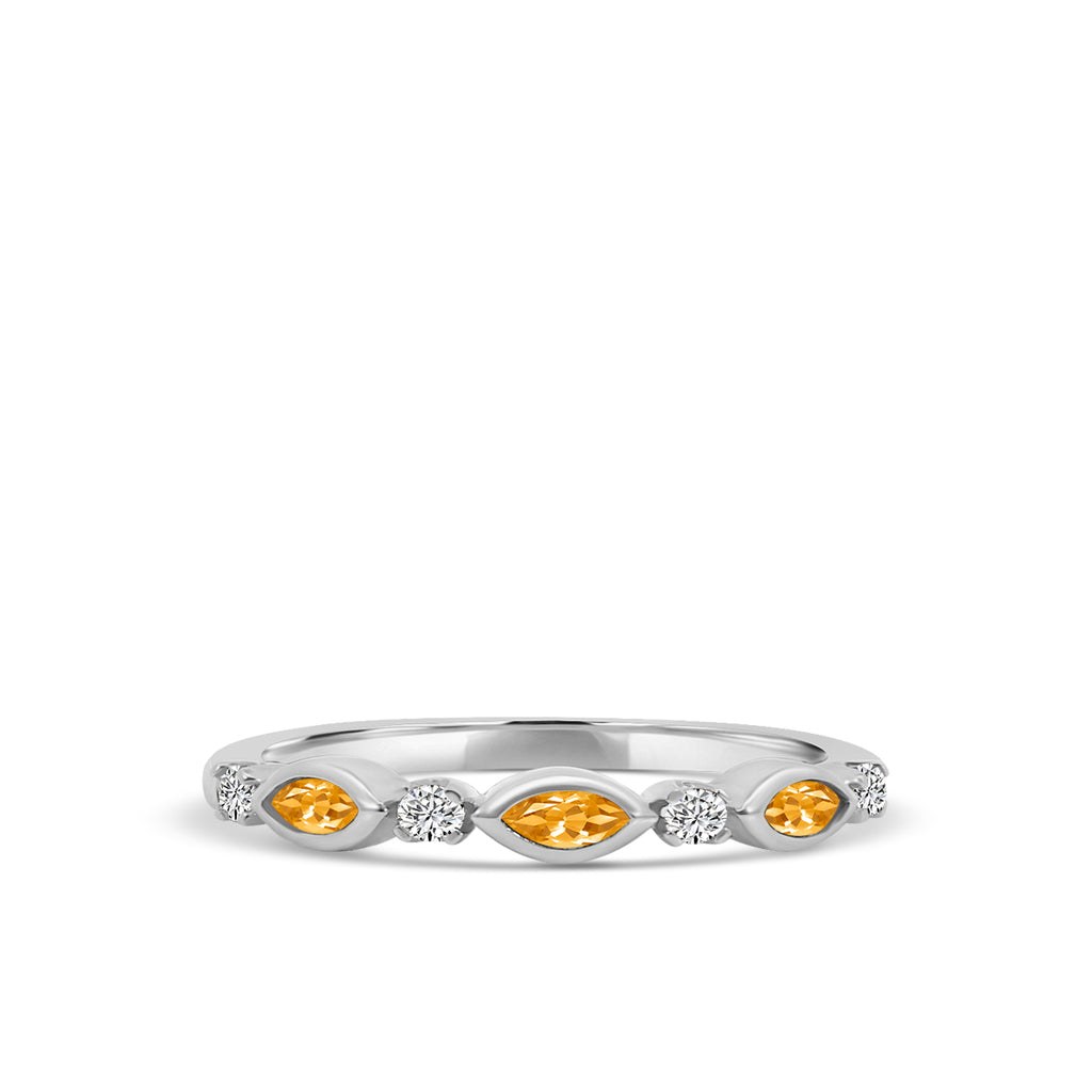 0.14 Ctw Marquise and Dot Diamond Band with Alt Citrine
