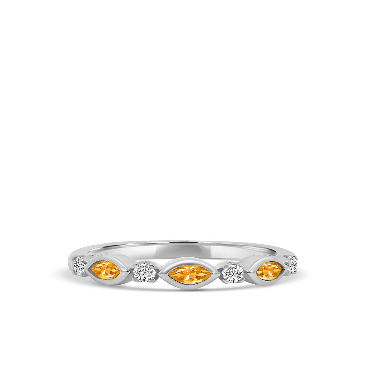 0.14 Ctw Marquise and Dot Diamond Band with Alt Citrine
