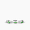 0.14 Ctw Marquise and Dot Diamond Band with Alt Emerald