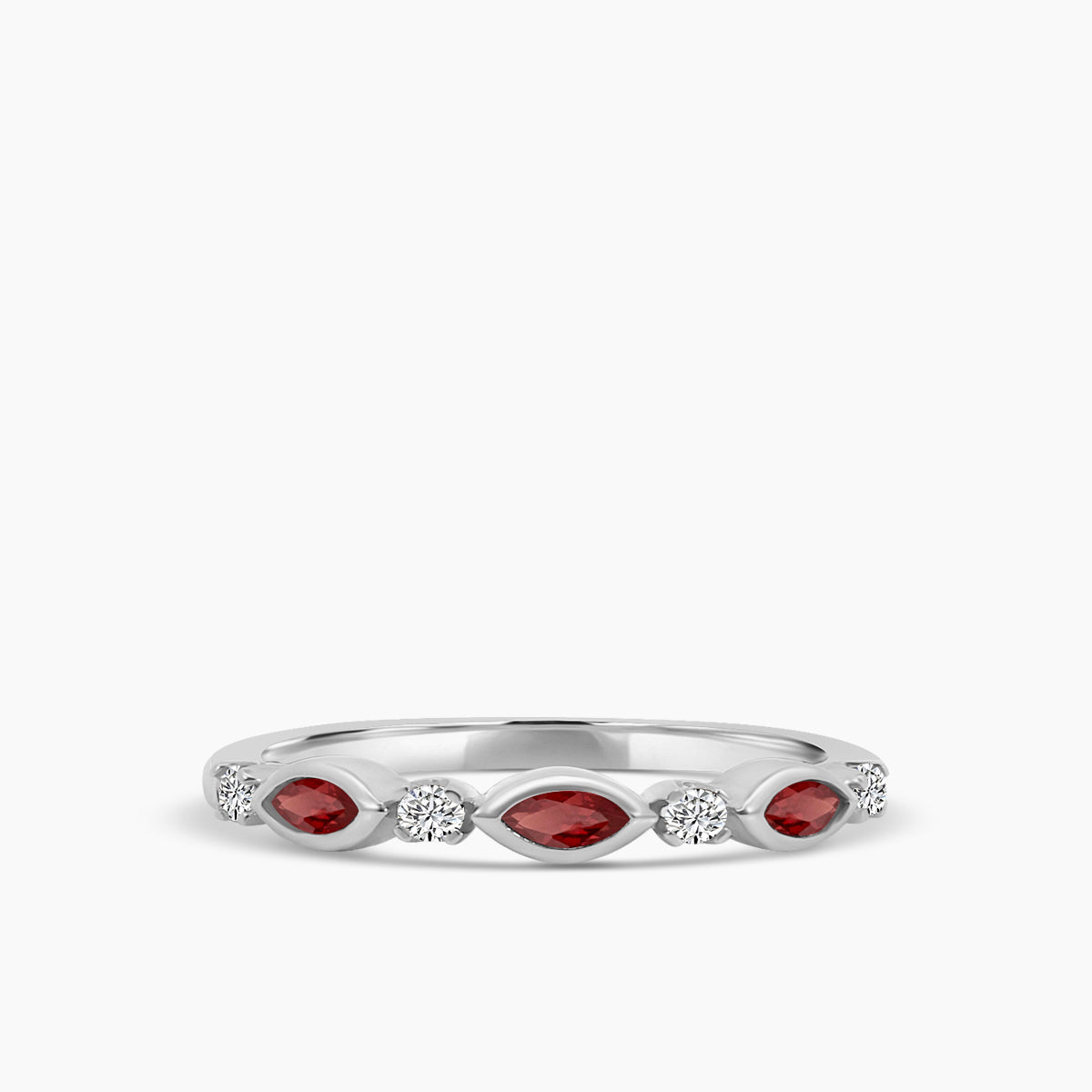 0.14 Ctw Marquise and Dot Diamond Band with Alt Garnet