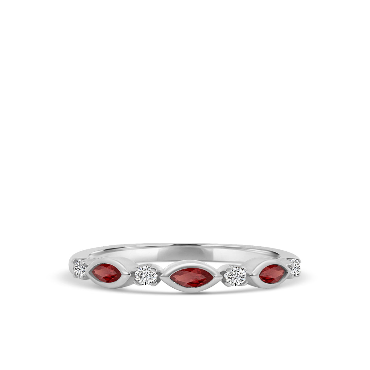 0.14 Ctw Marquise and Dot Diamond Band with Alt Garnet