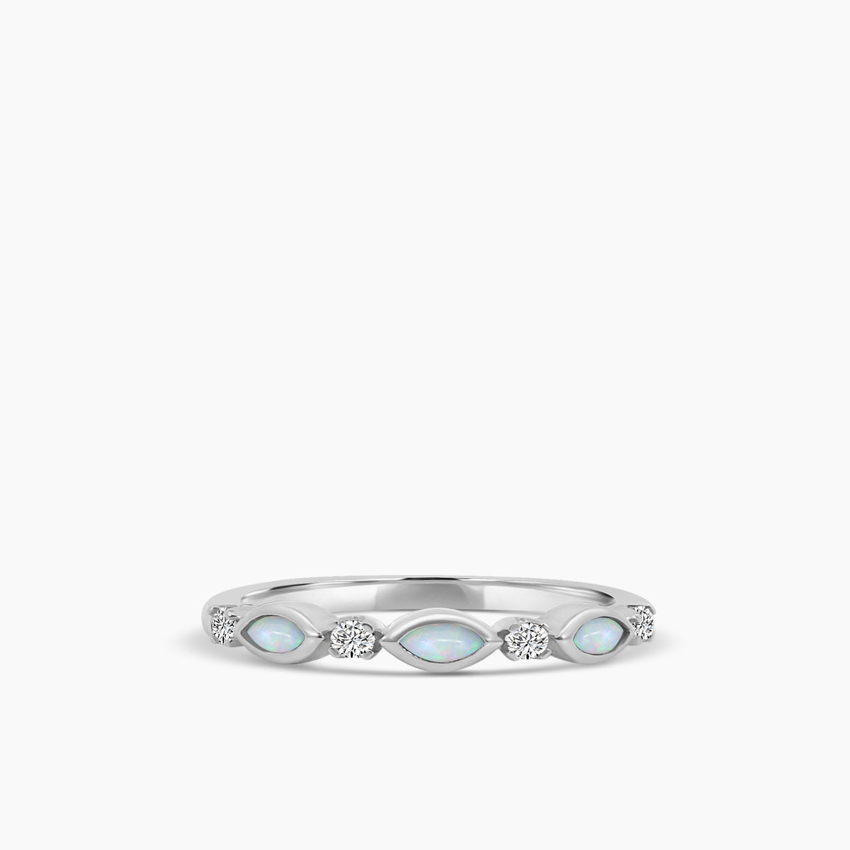 10KY 0.14 Ctw Marquise and Dot Diamond Band with Alt Opal