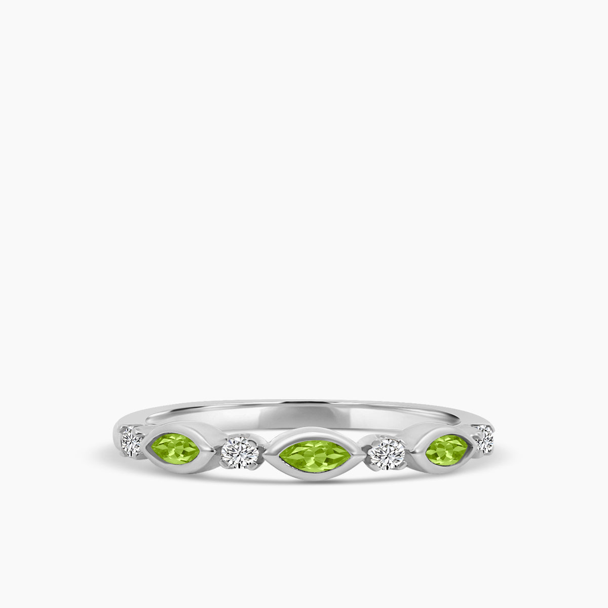 0.14 Ctw Marquise and Dot Diamond Band with Alt Peridot