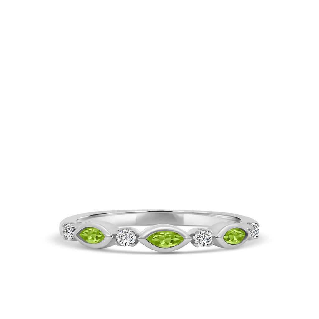 0.14 Ctw Marquise and Dot Diamond Band with Alt Peridot