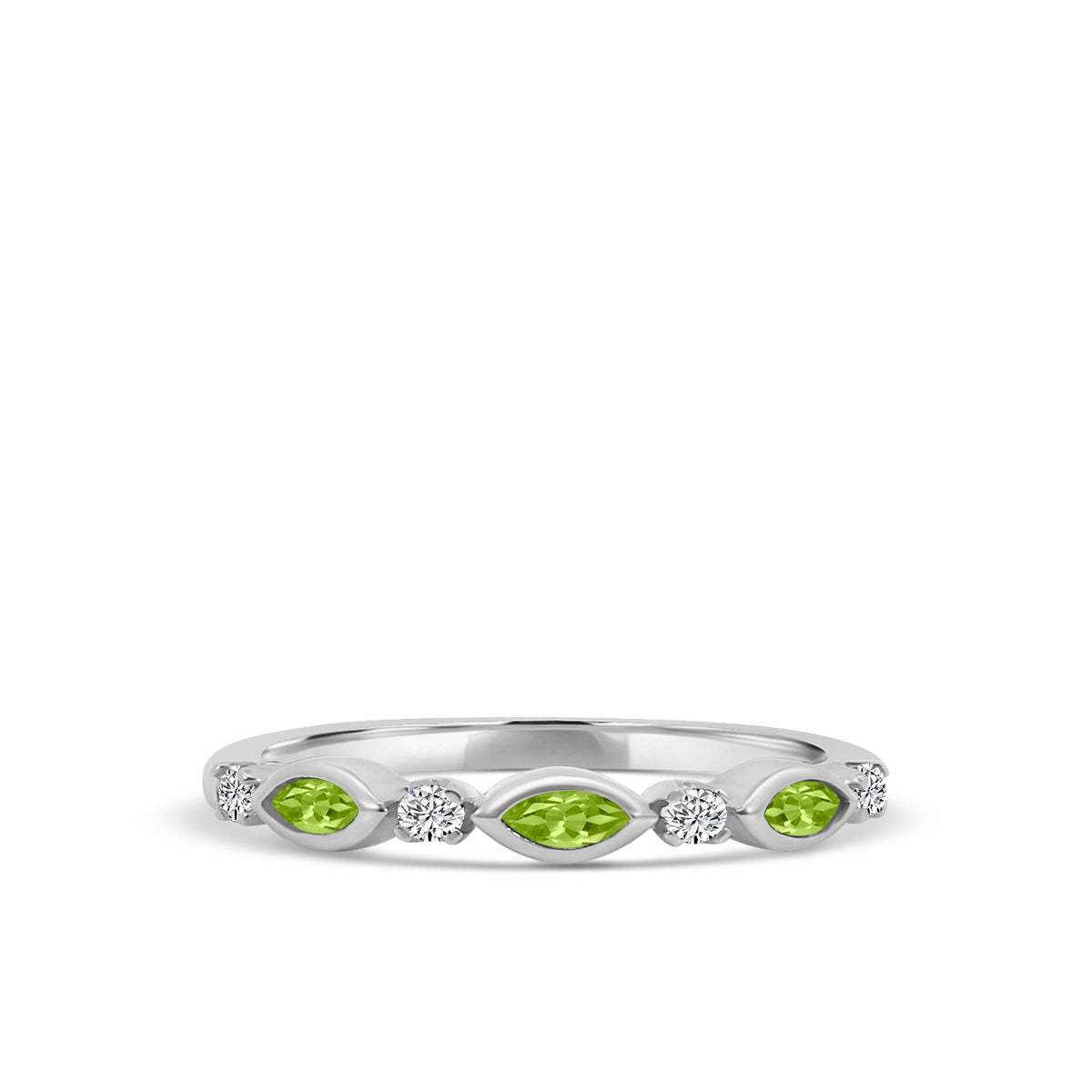 0.14 Ctw Marquise and Dot Diamond Band with Alt Peridot