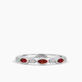 0.14 Ctw Marquise and Dot Diamond Band with Alt Ruby