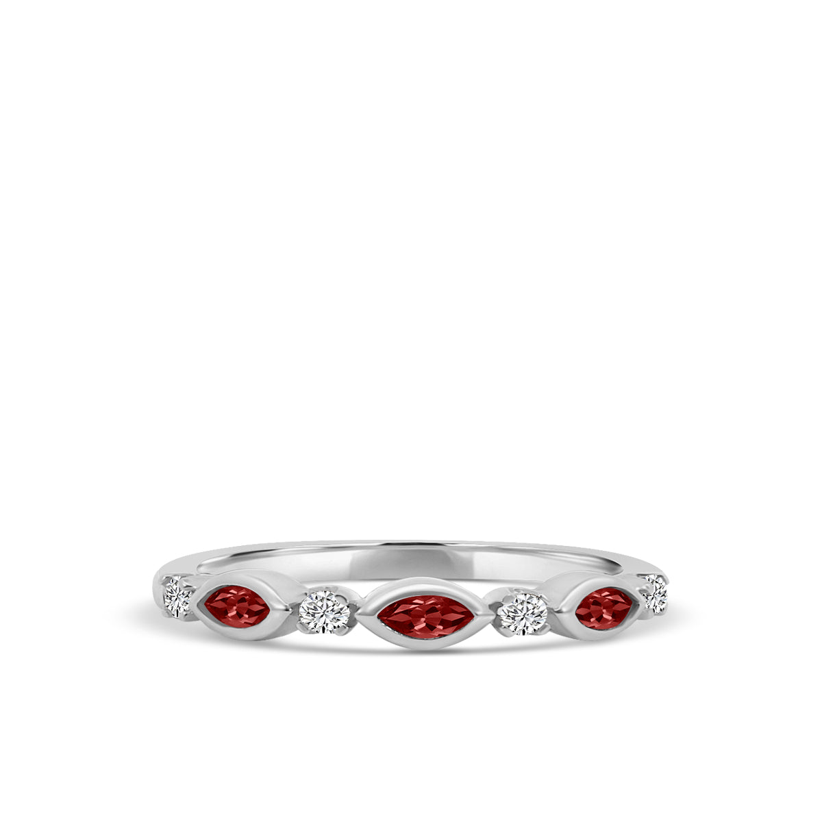 0.14 Ctw Marquise and Dot Diamond Band with Alt Ruby