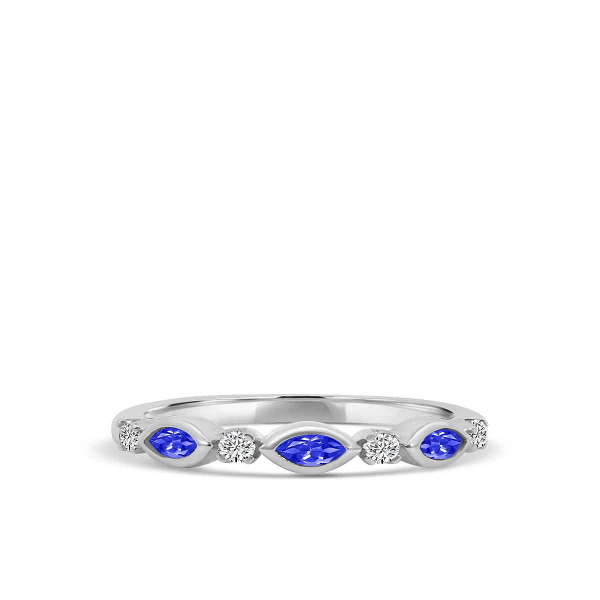 0.14 Ctw Marquise and Dot Diamond Band with Alt Sapphire