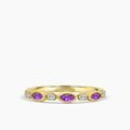 0.14 Ctw Marquise and Dot Diamond Band with Alt Amethyst