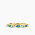 0.14 Ctw Marquise and Dot Diamond Band with Alt Blue Topaz