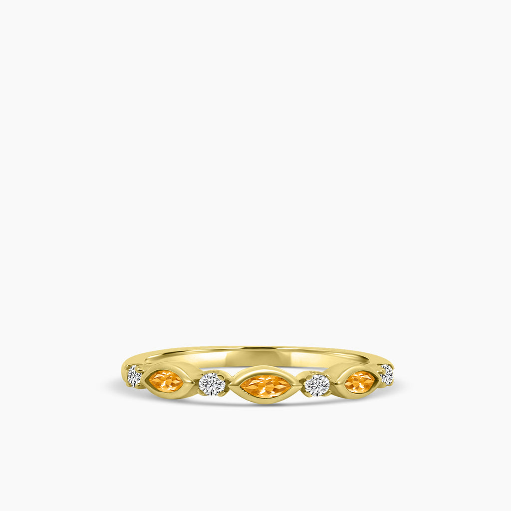 10KY 0.14 Ctw Marquise and Dot Diamond Band with Alt Citrine