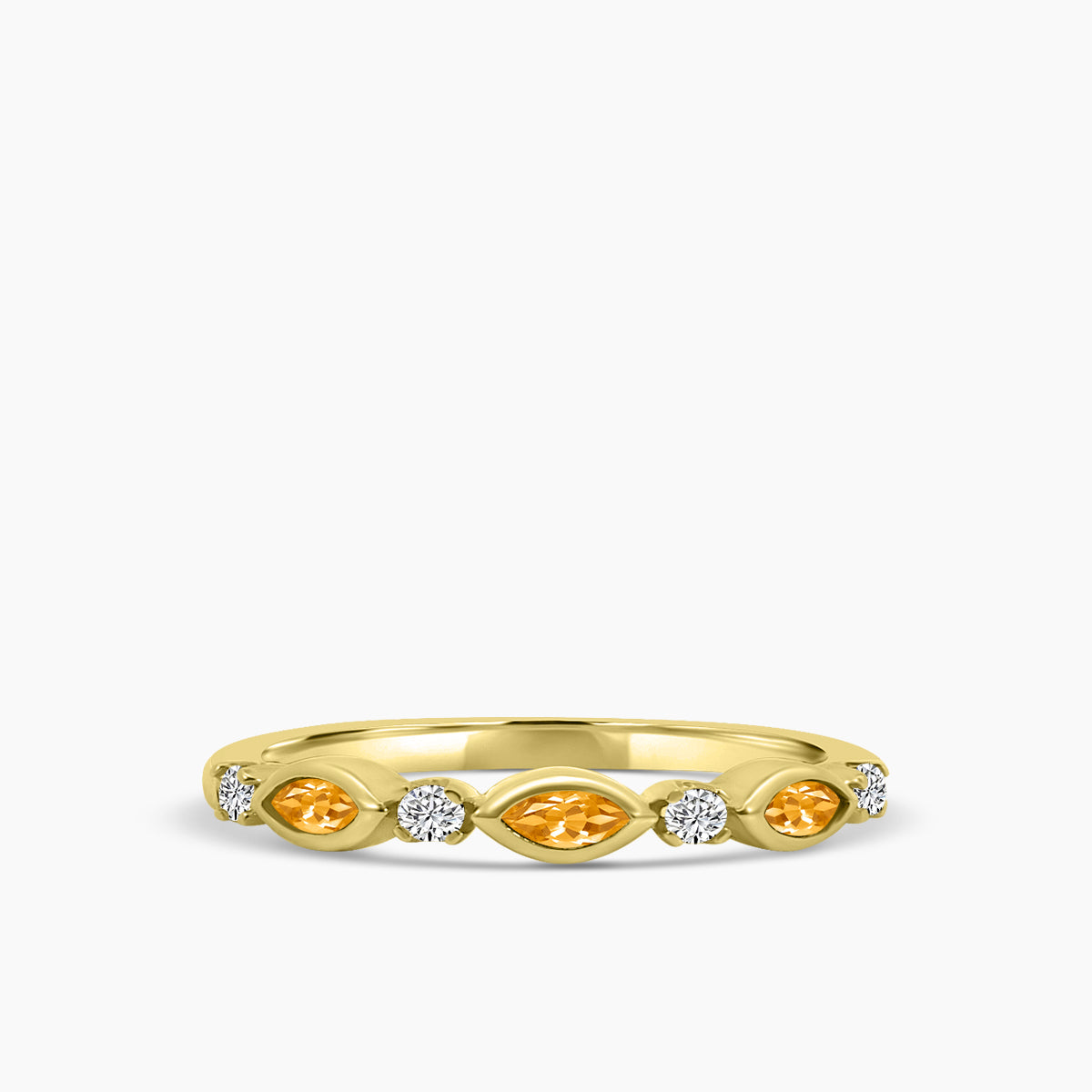 0.14 Ctw Marquise and Dot Diamond Band with Alt Citrine