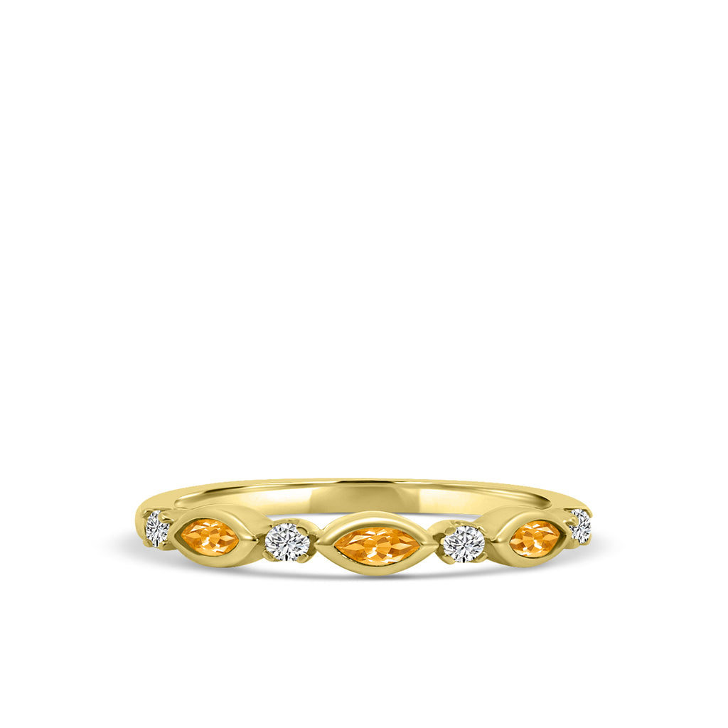 0.14 Ctw Marquise and Dot Diamond Band with Alt Citrine
