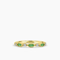 10KY 0.14 Ctw Marquise and Dot Diamond Band with Alt Emerald