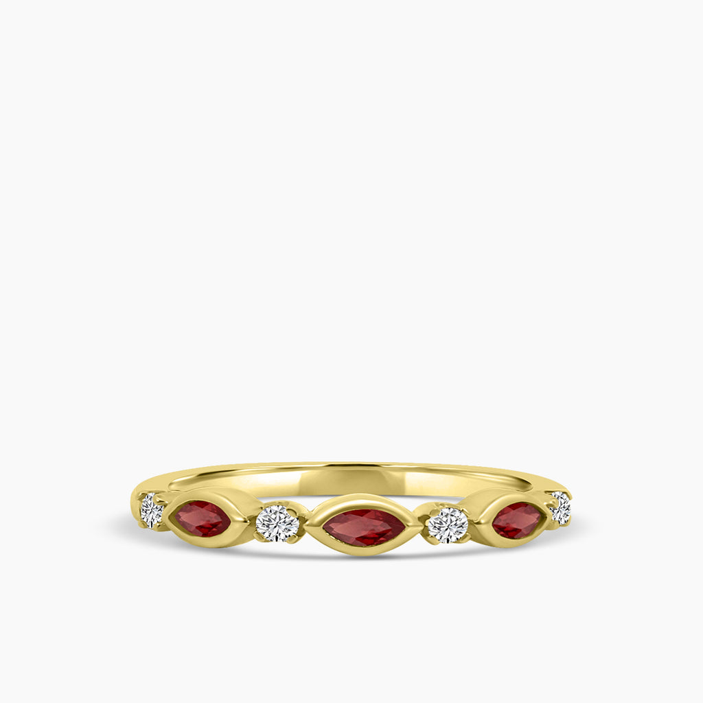 0.14 Ctw Marquise and Dot Diamond Band with Alt Garnet