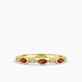 0.14 Ctw Marquise and Dot Diamond Band with Alt Garnet