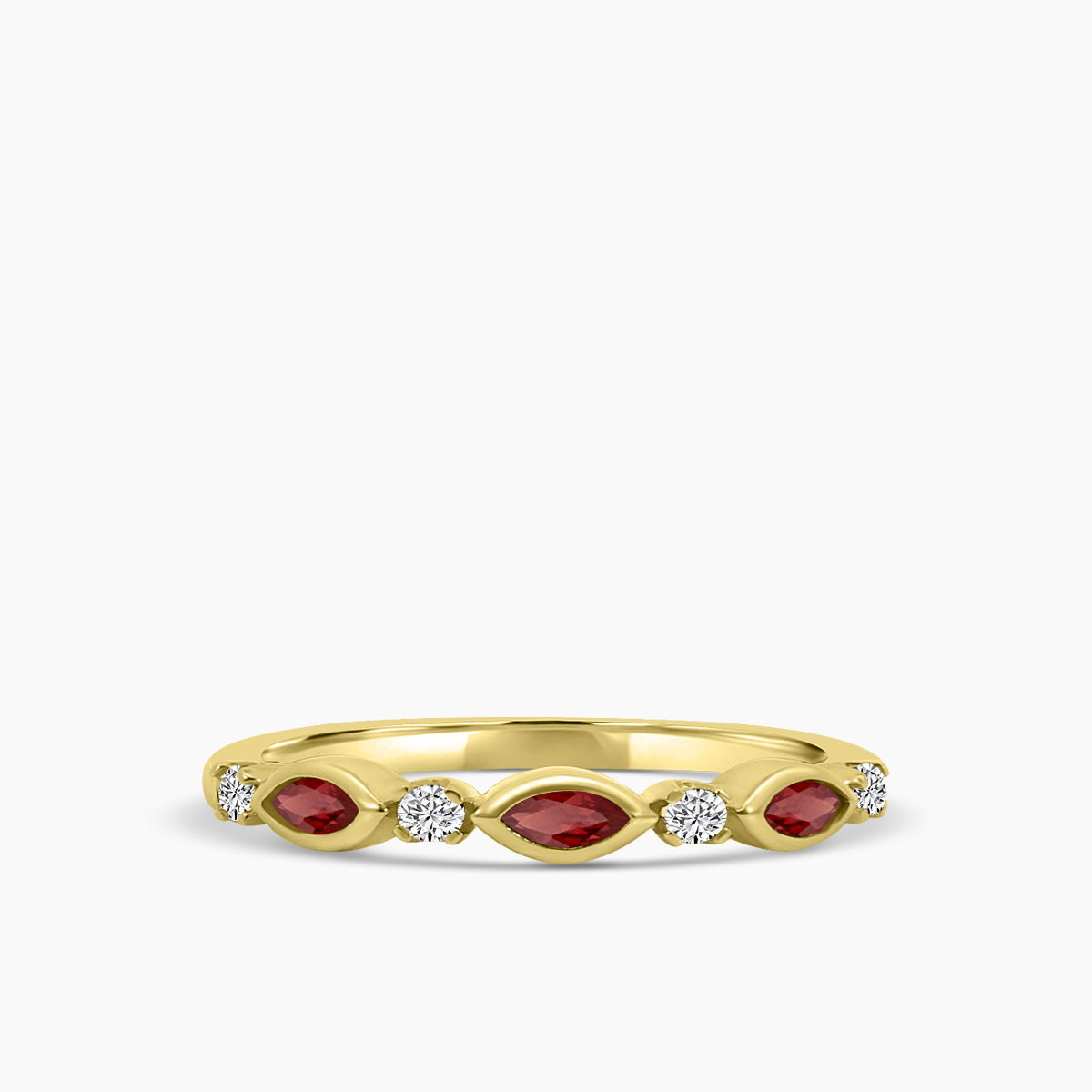 0.14 Ctw Marquise and Dot Diamond Band with Alt Garnet