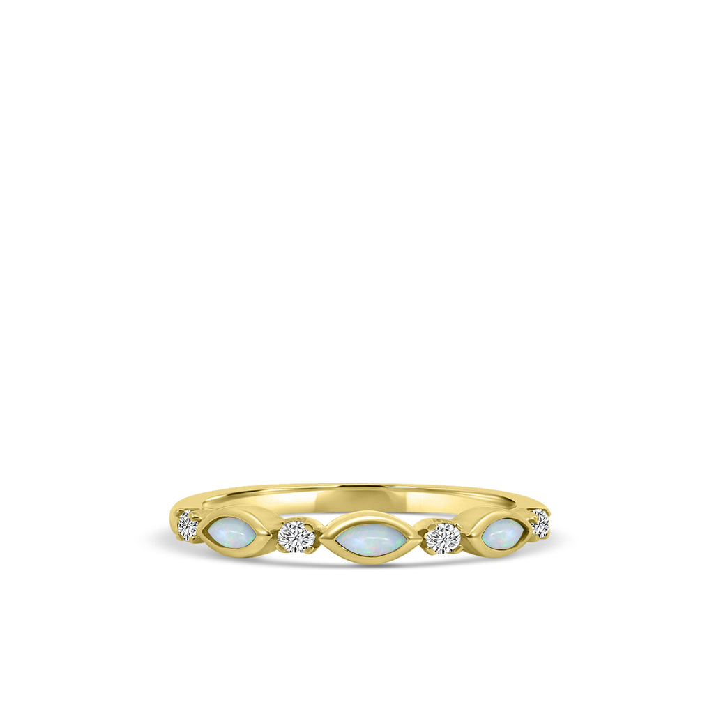 10KY 0.14 Ctw Marquise and Dot Diamond Band with Alt Opal