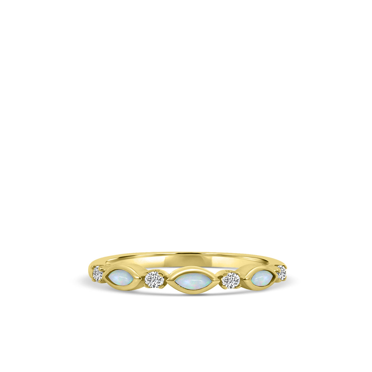10KY 0.14 Ctw Marquise and Dot Diamond Band with Alt Opal