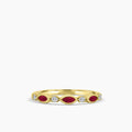 10KY 0.14 Ctw Marquise and Dot Diamond Band with Alt Ruby