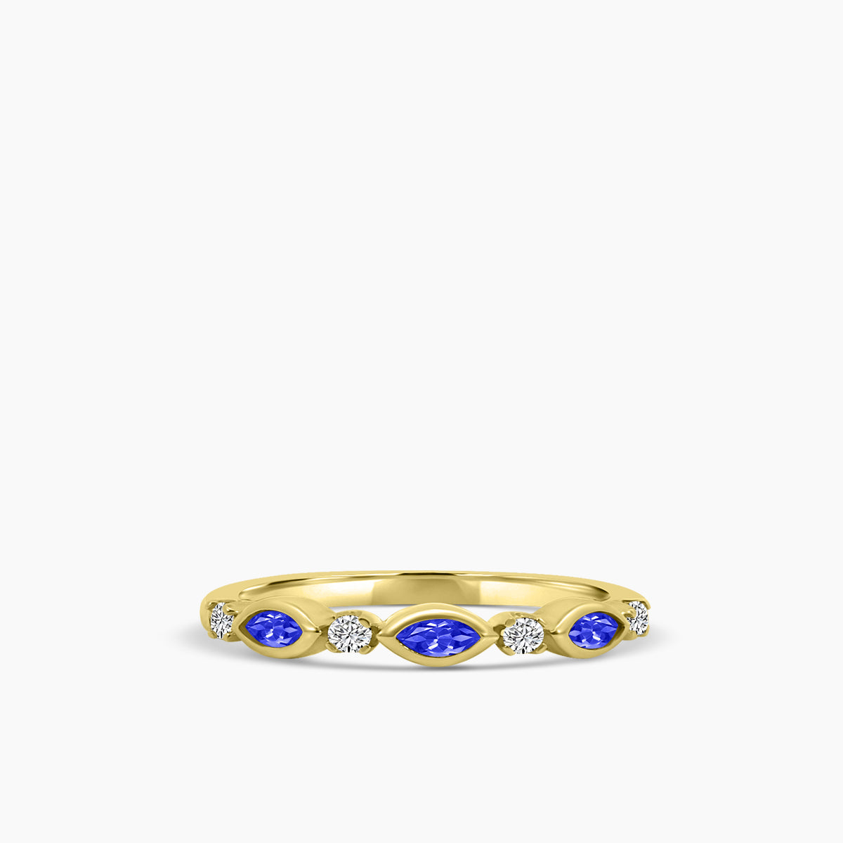 10KY 0.14 Ctw Marquise and Dot Diamond Band with Alt Sapphire