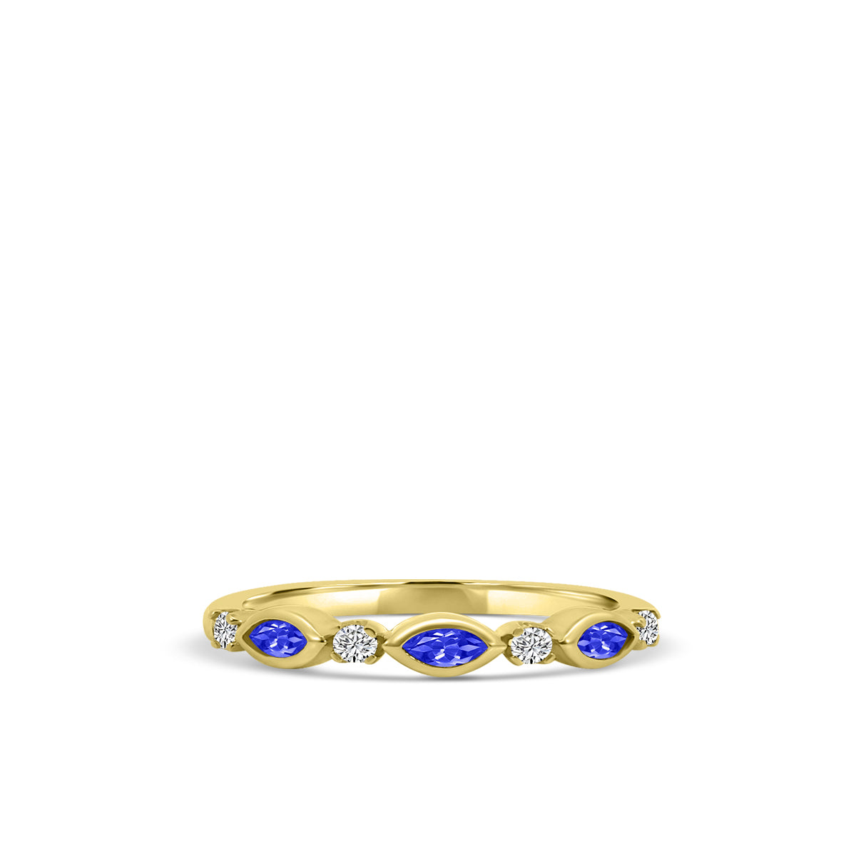 10KY 0.14 Ctw Marquise and Dot Diamond Band with Alt Sapphire