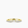14KY 0.13 Ctw Curved Centered Baguette with Milgrain Diamond Band