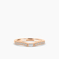 14KY 0.25 Ctw Curved Centered Baguette with Milgrain Diamond Band