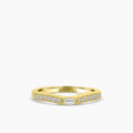 14KY 0.25 Ctw Curved Centered Baguette with Milgrain Diamond Band