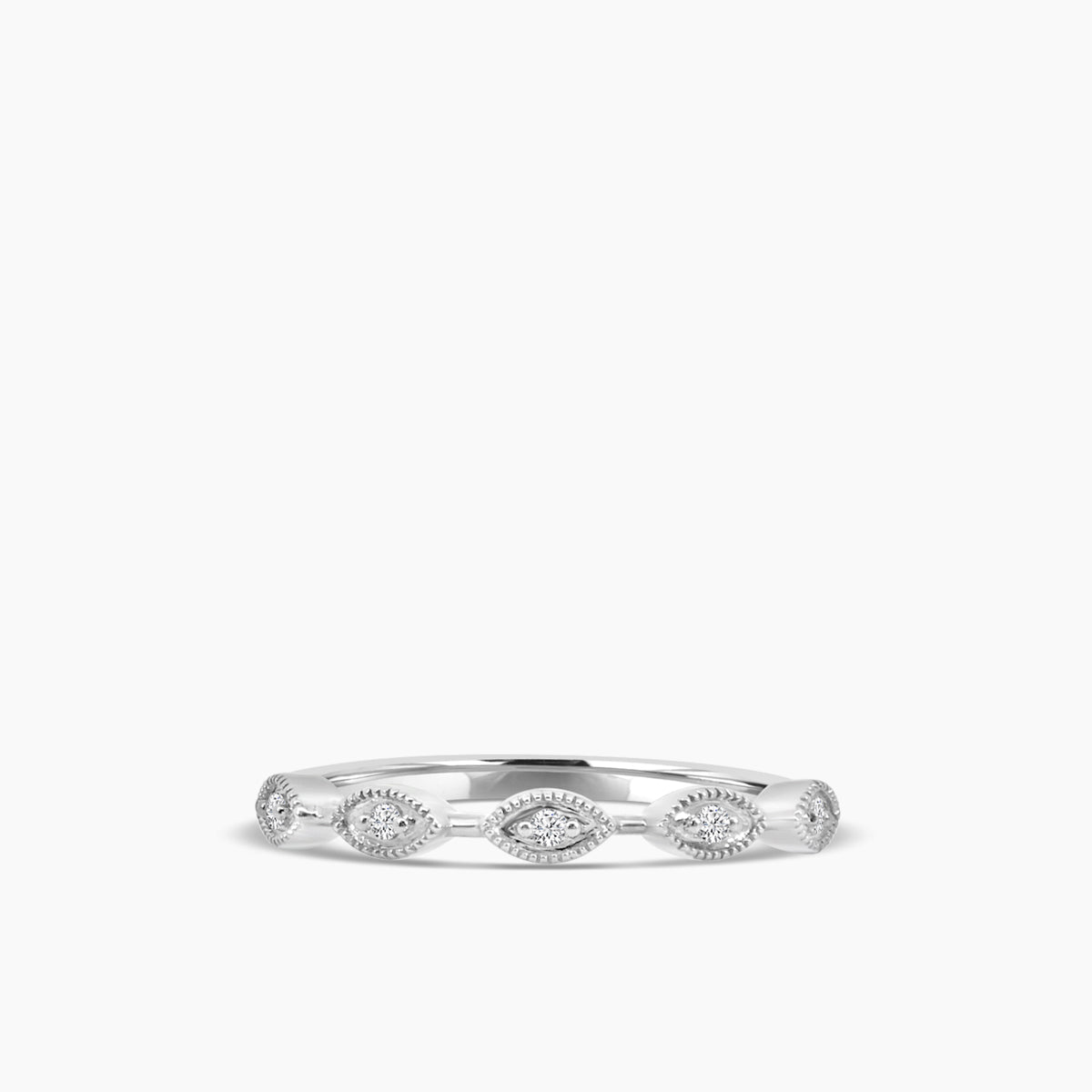 10KW 0.06 Ctw Marquise with Milgrain Diamond Band