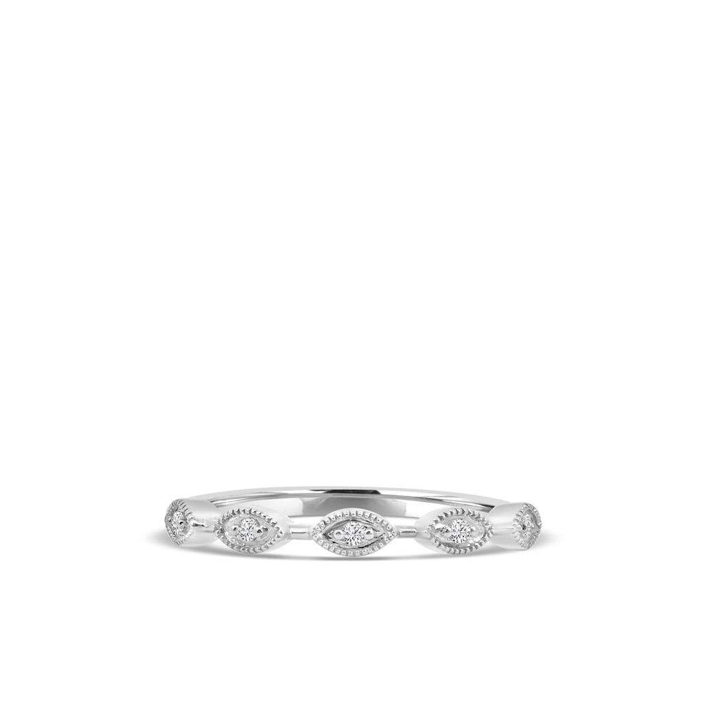 10KW 0.06 Ctw Marquise with Milgrain Diamond Band